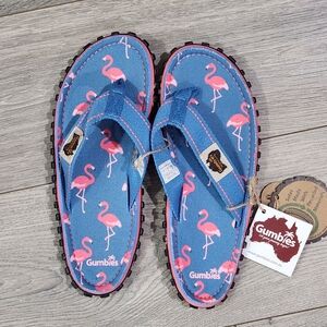 NWT Gumbies flamingo flip flops